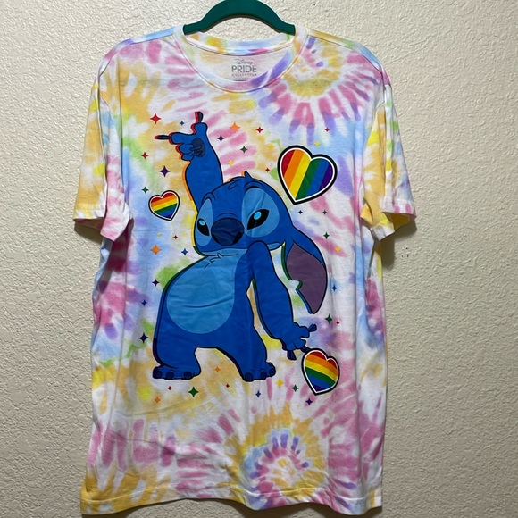 Disney Pride Women's Tie Dye Stitch Tee Shirt. Excellent Condition. Size L. - Picture 1 of 8